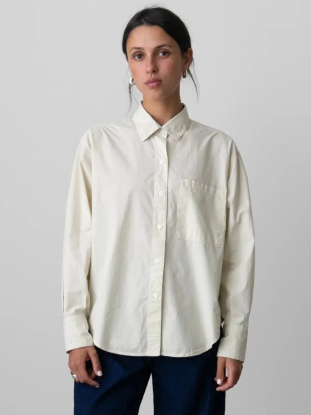 Waltz Oversized Button-Up Shirt in Parchment